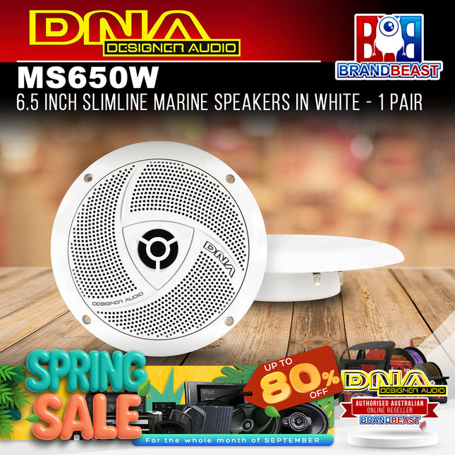 DNA MS650W 6.5" 100W Slimline Ultra Slim Marine Speakers White - Pair