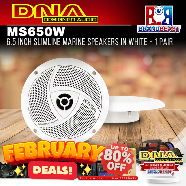 DNA MS650W 6.5" 100W Slimline Ultra Slim Marine Speakers White - Pair