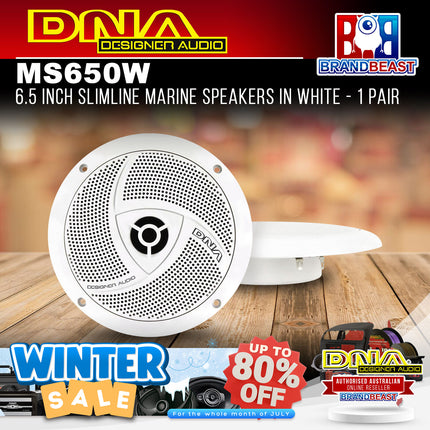 DNA MS650W 6.5" 100W Slimline Ultra Slim Marine Speakers White - Pair