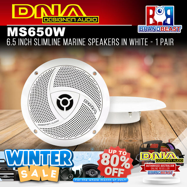 DNA MS650W 6.5" 100W Slimline Ultra Slim Marine Speakers White - Pair