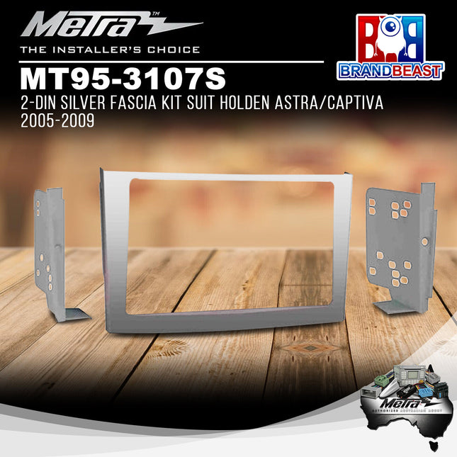Metra MT95-3107S 2-DIN Silver Fascia Kit Suit Holden Astra/Captiva 2005 - 2009