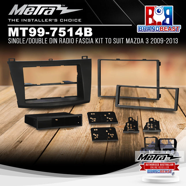 Metra MT99-7514B Single/Double DIN Radio Fascia Kit To Suit Mazda 3 2009-2013