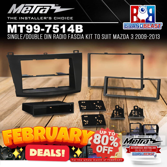 Metra MT99-7514B Single/Double DIN Radio Fascia Kit To Suit Mazda 3 2009-2013