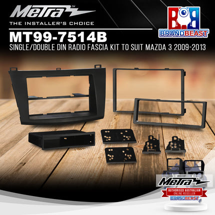 Metra MT99-7514B Single/Double DIN Radio Fascia Kit To Suit Mazda 3 2009-2013