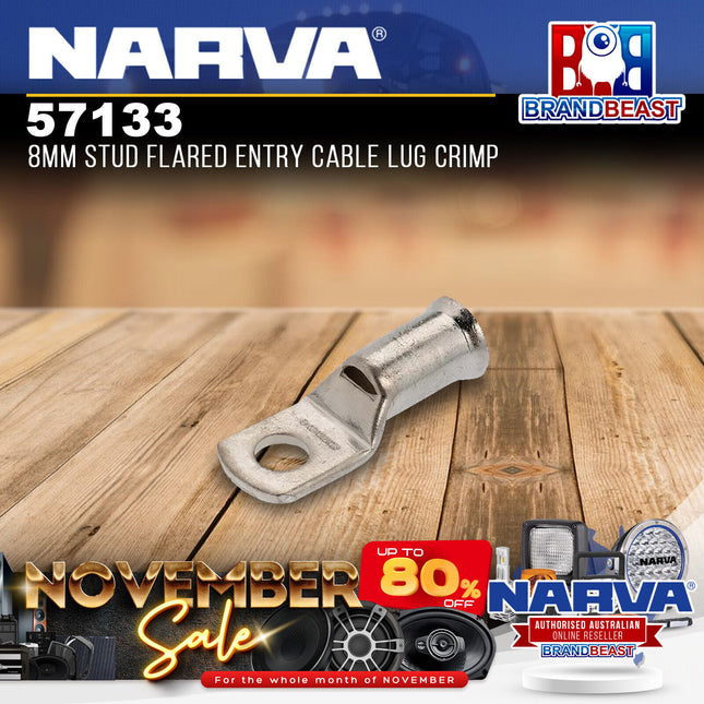 Narva 57133 8mm Stud Flared Entry Cable Lug Crimp - 35mm2