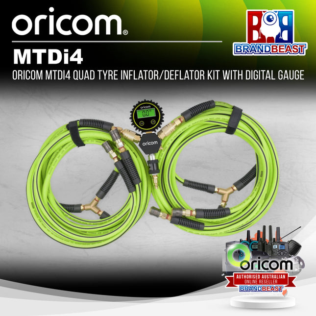 Oricom MTDI4 Quad Tyre Inflator/Deflator Kit with Digital Gauge