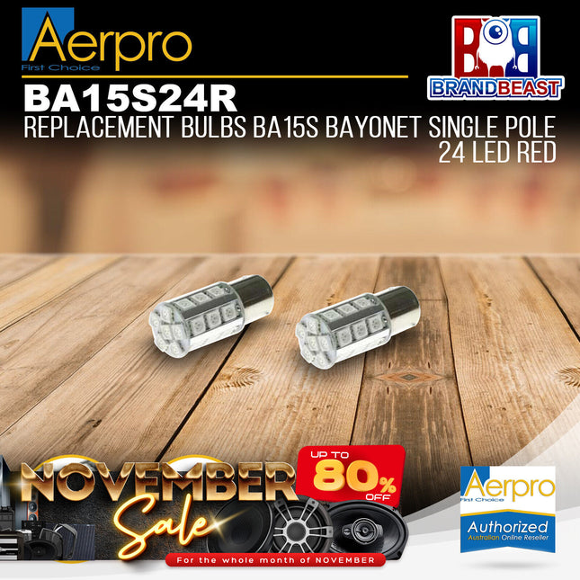 Aerpro BA15S24R Replacement Bulb Ba15s Bayonet Single Pole 24 LED Red