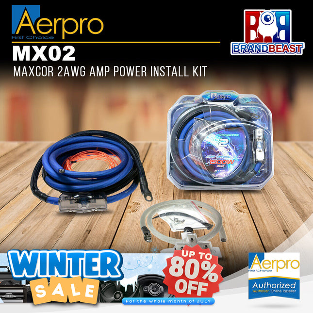 Aerpro MX02 MAXCOR 2AWG Amp Power Install Kit