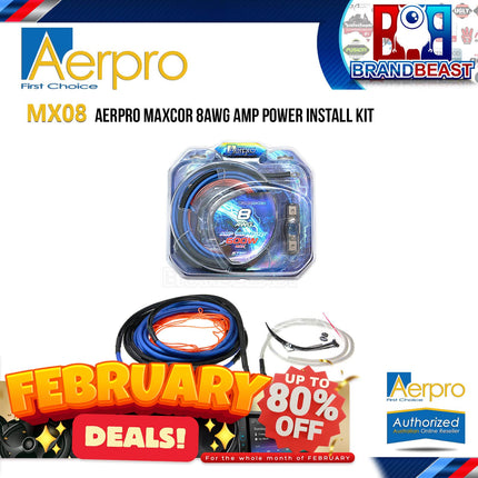 Aerpro MX08 MAXCOR 600W 8AWG Amplifier Power Install Wiring Kit