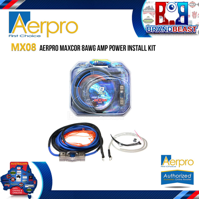 Aerpro MX08 MAXCOR 600W 8AWG Amplifier Power Install Wiring Kit