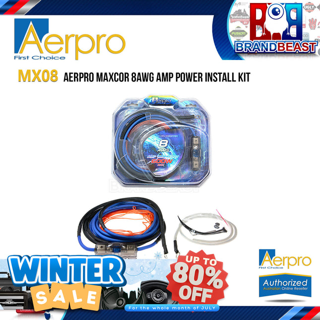 Aerpro MX08 MAXCOR 600W 8AWG Amplifier Power Install Wiring Kit