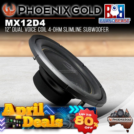 Phoenix Gold MX12D4 12‚Äù Dual Voice Coil 4-Ohm Slimline Subwoofer