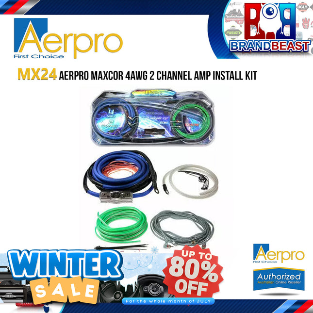 Aerpro MX24 Maxcor 4AWG 2-Channel Amplifier Power Install Kit