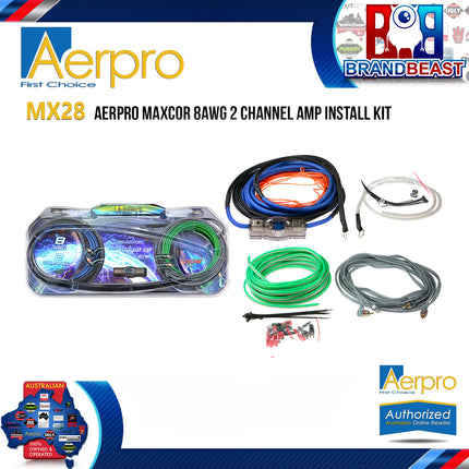 Aerpro MX28 MAXCOR 8AWG 2-Channel Amp Install Kit