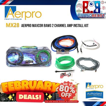 Aerpro MX28 MAXCOR 8AWG 2-Channel Amp Install Kit