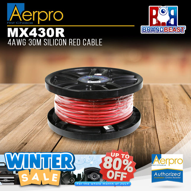 Aerpro MX430R MAXCOR 30M 4AWG Silicone Amplifier Power Cable - Red