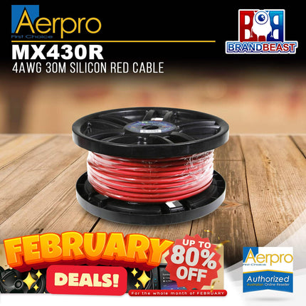 Aerpro MX430R MAXCOR 30M 4AWG Silicone Amplifier Power Cable - Red