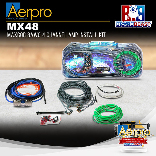 Aerpro MX48 Maxcor 8AWG 4 Channel Amp Install Kit