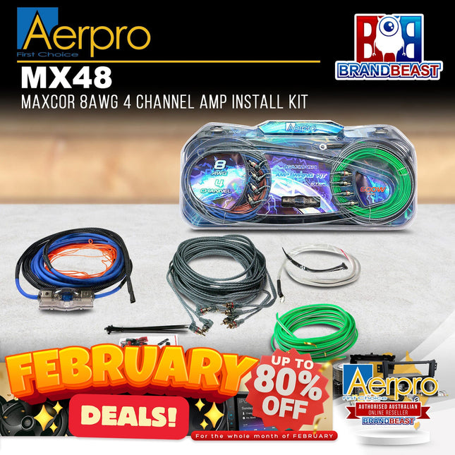 Aerpro MX48 Maxcor 8AWG 4 Channel Amp Install Kit