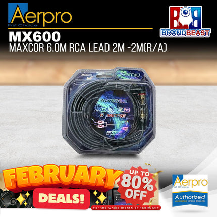 Aerpro MX600 6m 2 Male to 2 Male RCA Lead R/A