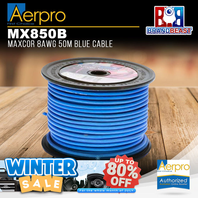 Aerpro MX850B Maxcor 8AWG 50m Blue Cable