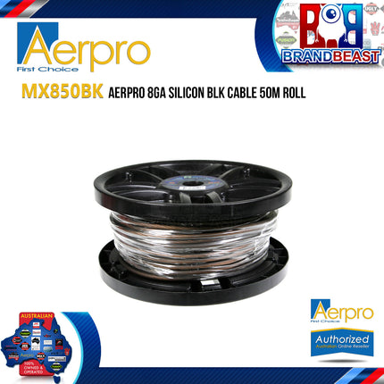 Aerpro MX850BK 8GA MAXCOR Roll Silicon BLK Power Cable - 50M