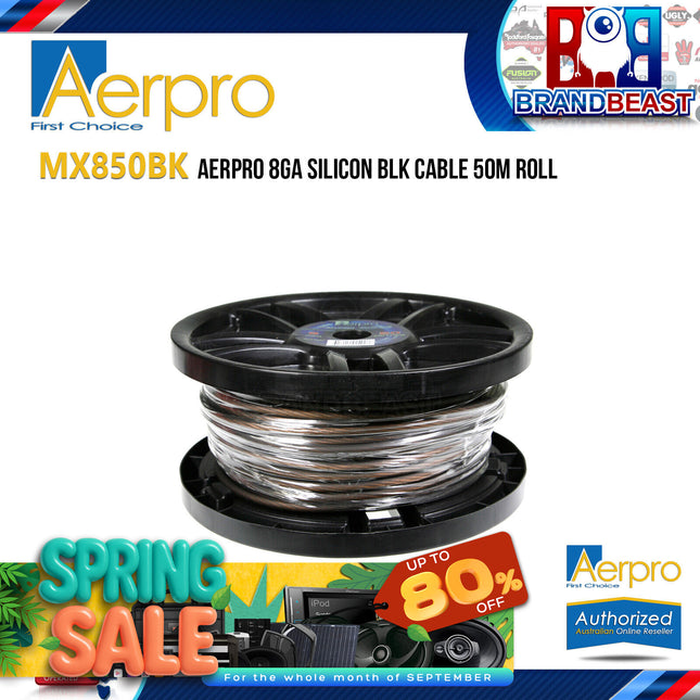 Aerpro MX850BK 8GA MAXCOR Roll Silicon BLK Power Cable - 50M