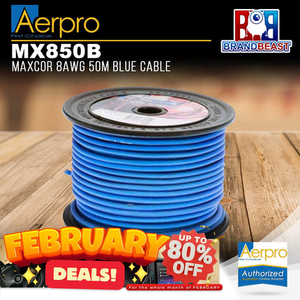 Aerpro MX850B Maxcor 8AWG 50m Blue Cable