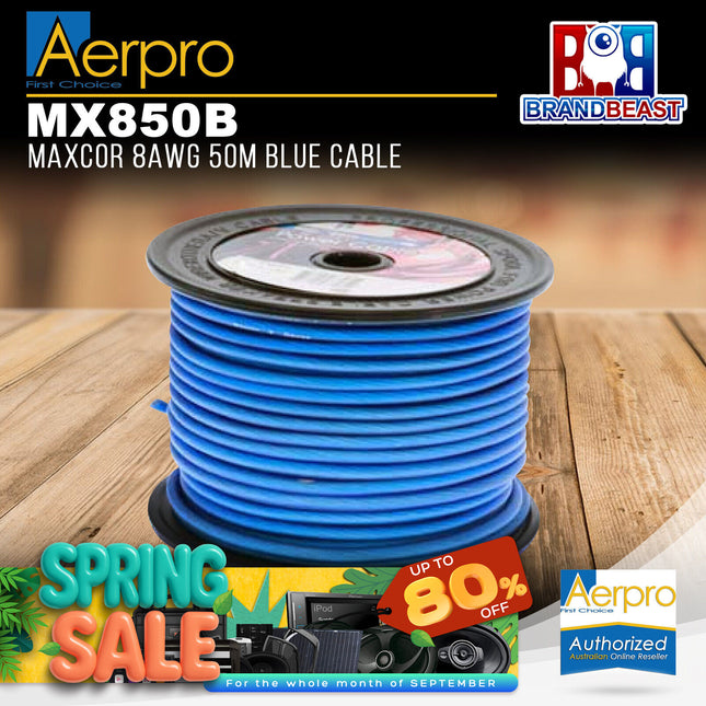 Aerpro MX850B Maxcor 8AWG 50m Blue Cable