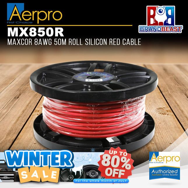 Aerpro MX850R Maxcor 8AWG Roll Silicon Red Cable - 50M