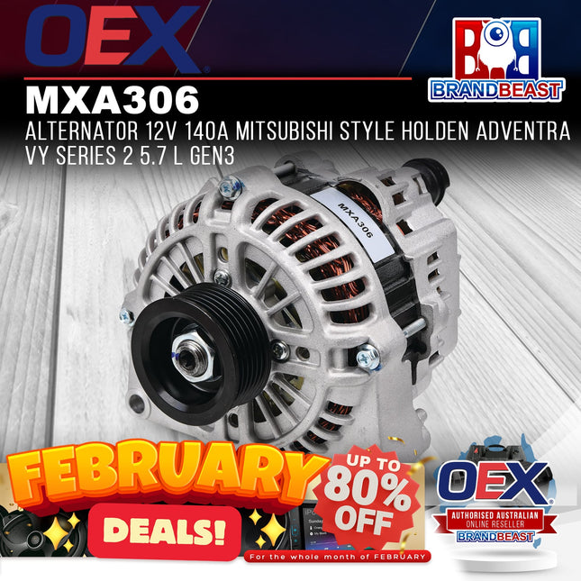 OEX MXA306 Alternator 12V 140A Mitsubishi Style Holden Adventra VY Series 2 5.7 L Gen3