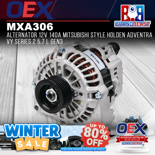 OEX MXA306 Alternator 12V 140A Mitsubishi Style Holden Adventra VY Series 2 5.7 L Gen3