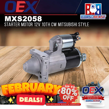 OEX MXS2058 Starter Motor 12V 10Th CW Mitsubishi Style