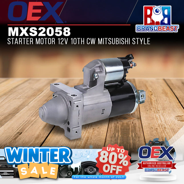 OEX MXS2058 Starter Motor 12V 10Th CW Mitsubishi Style