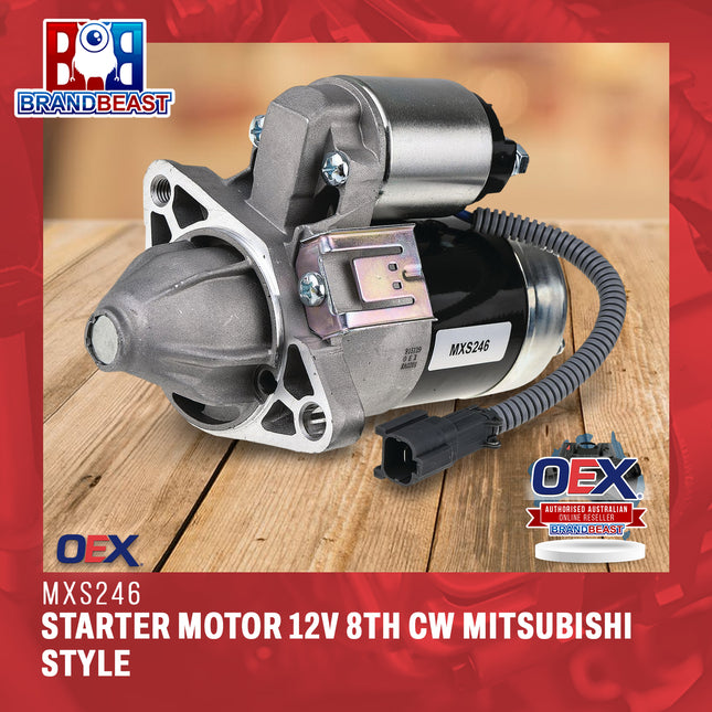 OEX MXS246 Starter Motor 12V 8Th CW Mitsubishi Style