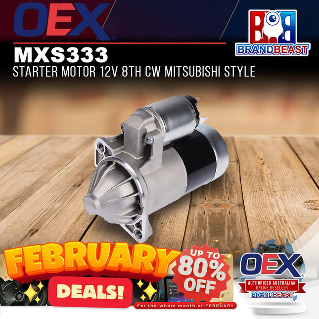 OEX MXS333 Starter Motor 12V 8Th CW Mitsubishi Style