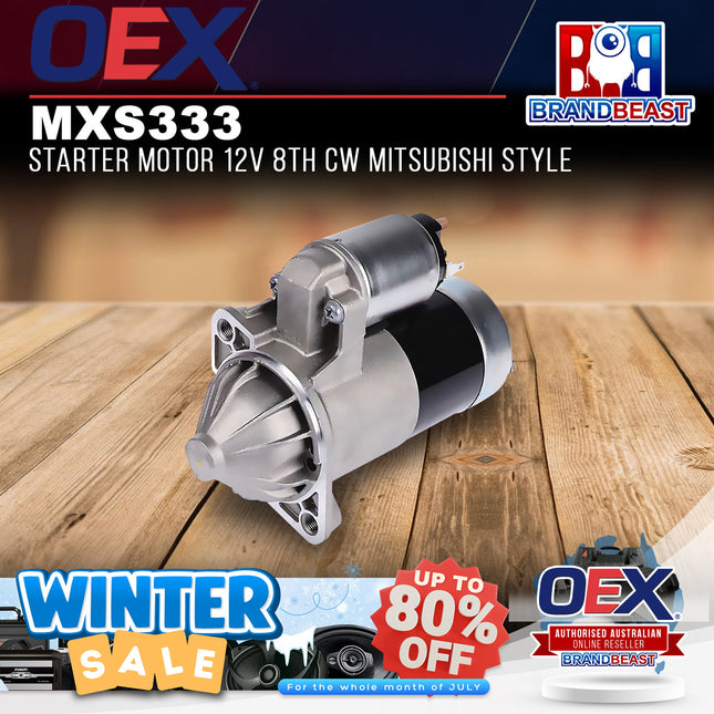 OEX MXS333 Starter Motor 12V 8Th CW Mitsubishi Style