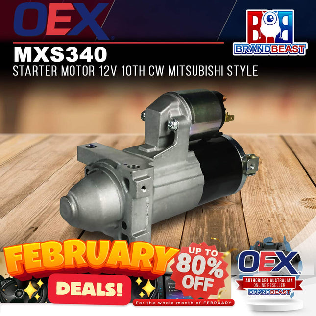 OEX MXS340 Starter Motor 12V 10Th CW Mitsubishi Style