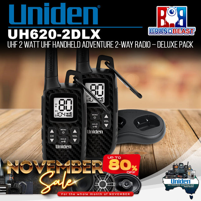 Uniden UH620-2DLX UHF 2 Watt UHF Handheld Adventure 2-Way Radio Deluxe Pack