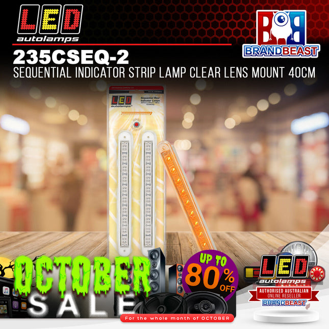 LED Autolamps 235CSEQ-2 12V Sequential Indicator Strip Lamp Clear Lens Mount 40cm