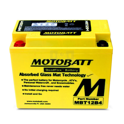 MotoBatt MBT12B-4 12V 11Ah 150CCA AGM Motorcycle Battery For Quadflex Technology