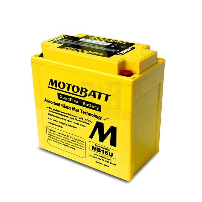 Motobatt MB16U 12V 20Ah 240CCA AGM Motorcycle Battery With Quadflex Technology