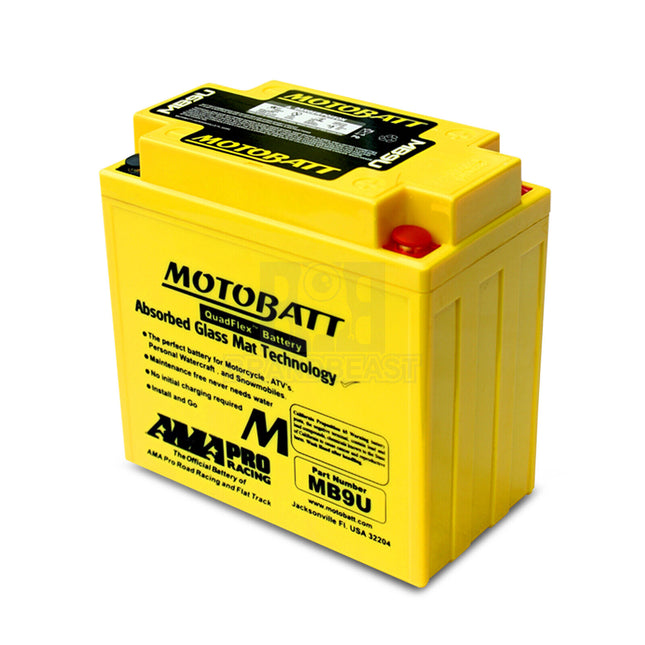 Motobatt MB9U 12V 11Ah 140CCA AGM Motorcycle Battery With Quadflex Technology