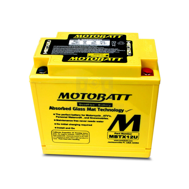 Motobatt MBTX12U 12V 14Ah 200CCA AGM Motorcycle Battery With Quadflex Technology