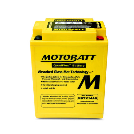 Motobatt MBTX14AU 12V 16.5Ah 210CCA Motorcycle Battery With Quadflex Technology