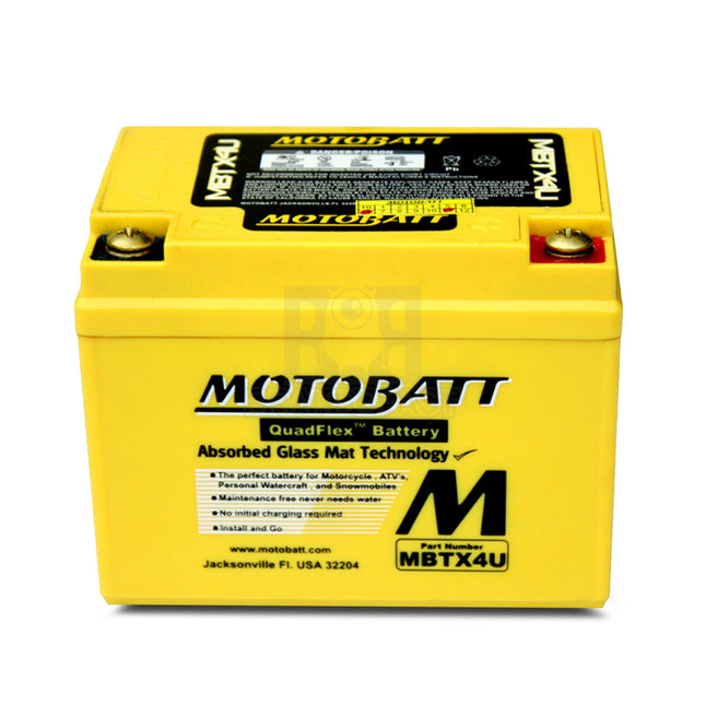 Motobatt MBTX4U 12V 4.7Ah 70CCA AGM Motorcycle Battery With Quadflex Technology