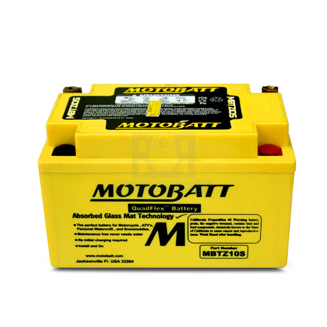 Motobatt MBTZ10S 12V 8.6Ah 165CCA AGM Motorcycle Batt W/ Quadflex Technology