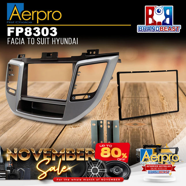Aerpro FP8303 Double DIN Silver/Black Facia Kit Suit Hyundai Tucson 2015 - 2018