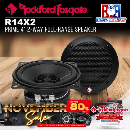 Rockford Fosgate R14X2 Prime 4" 2-Way Full-Range Speaker - Pair