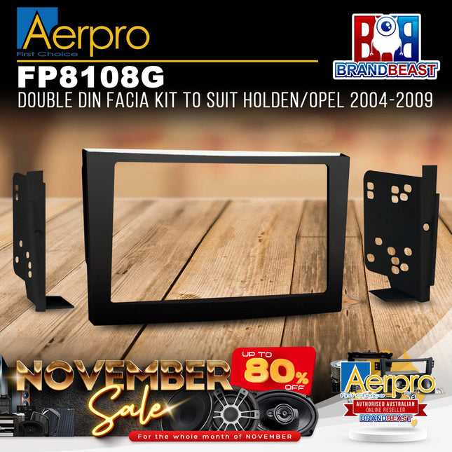Aerpro FP8108G Double DIN Metallic Grey Facia Kit Suit Holden/Opel Various Models